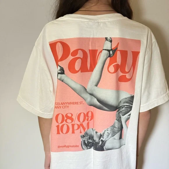Oversized Graphic T-Shirt Party Print Back Unisex Streetwear Aesthetic Tee - Picture 7 of 7